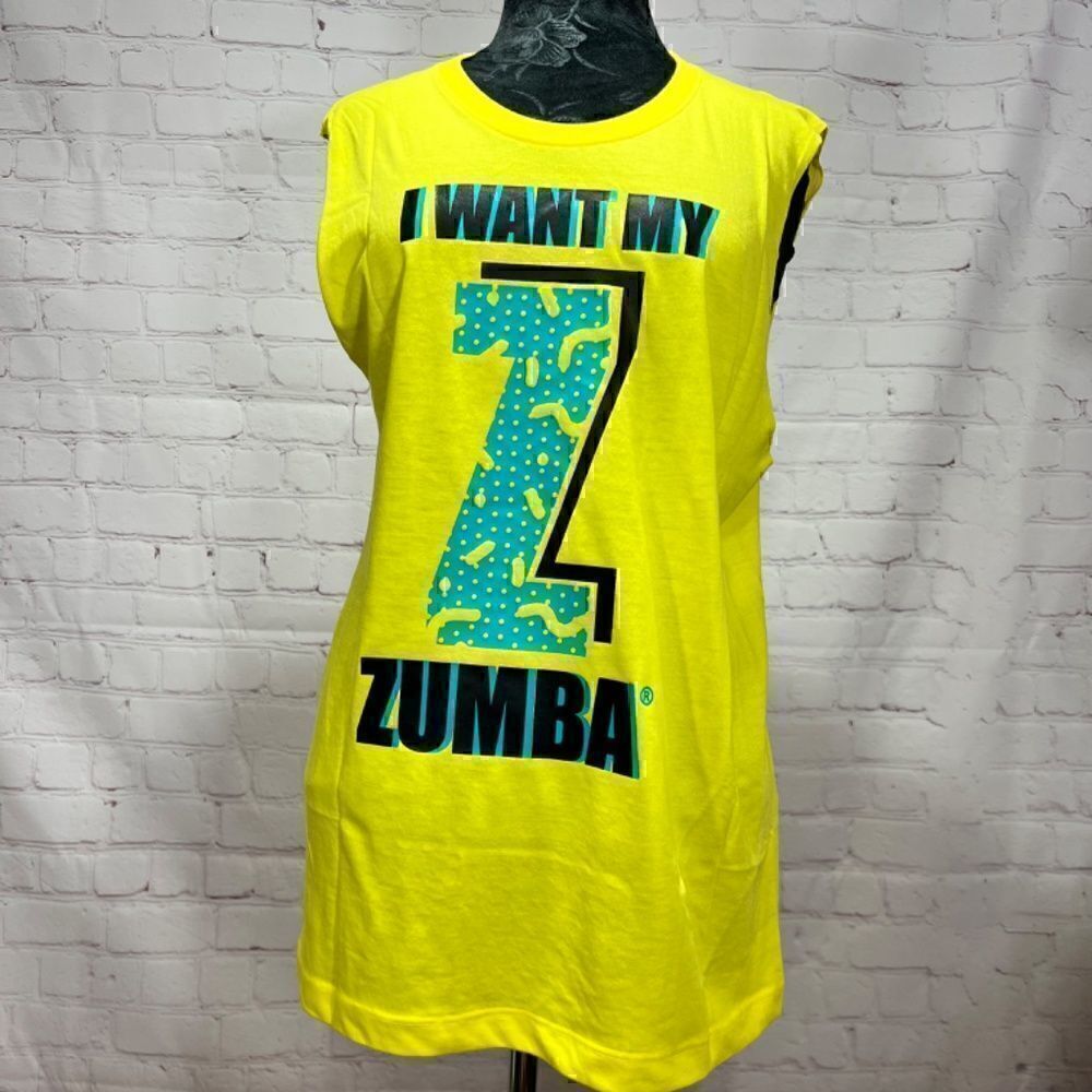 Zumba Fitness I Want My Z - Zumba TANK in XS/S yellow nwot